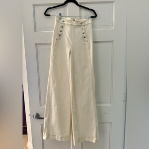 Frame Denim Off-White Wide-Leg Pants